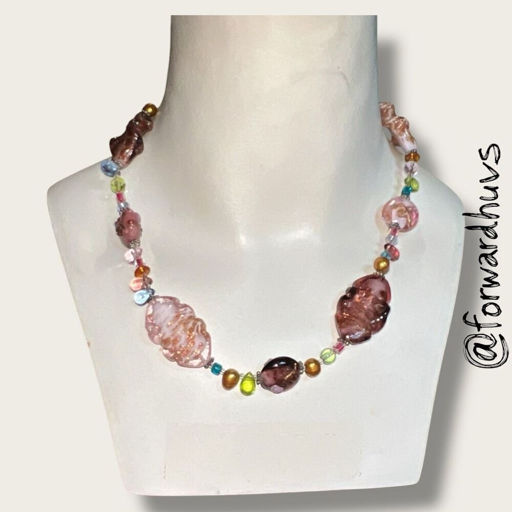 Premier Designs Multicolor Glass Bead Necklace – Lampwork Style